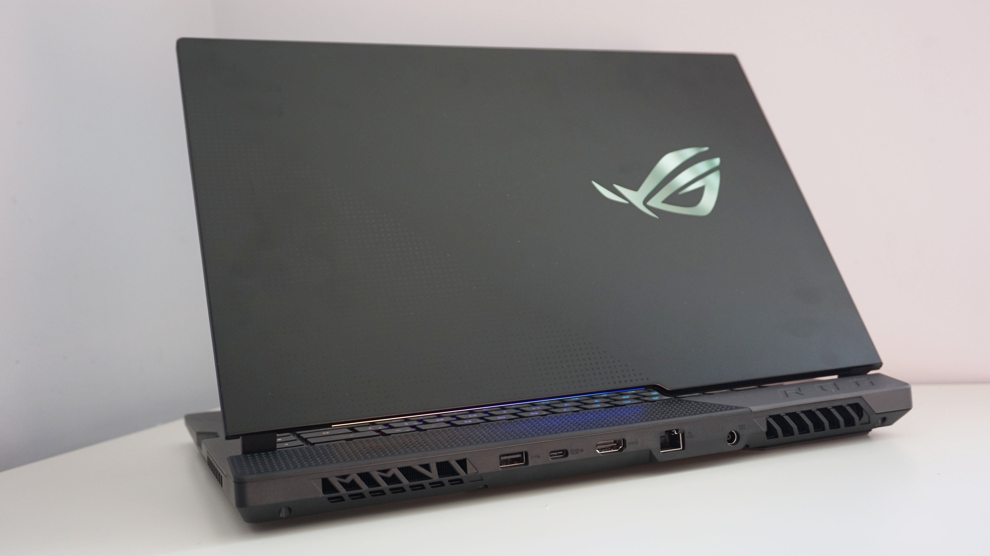 A photo of the Asus ROG Strix Scar 15's rear ports