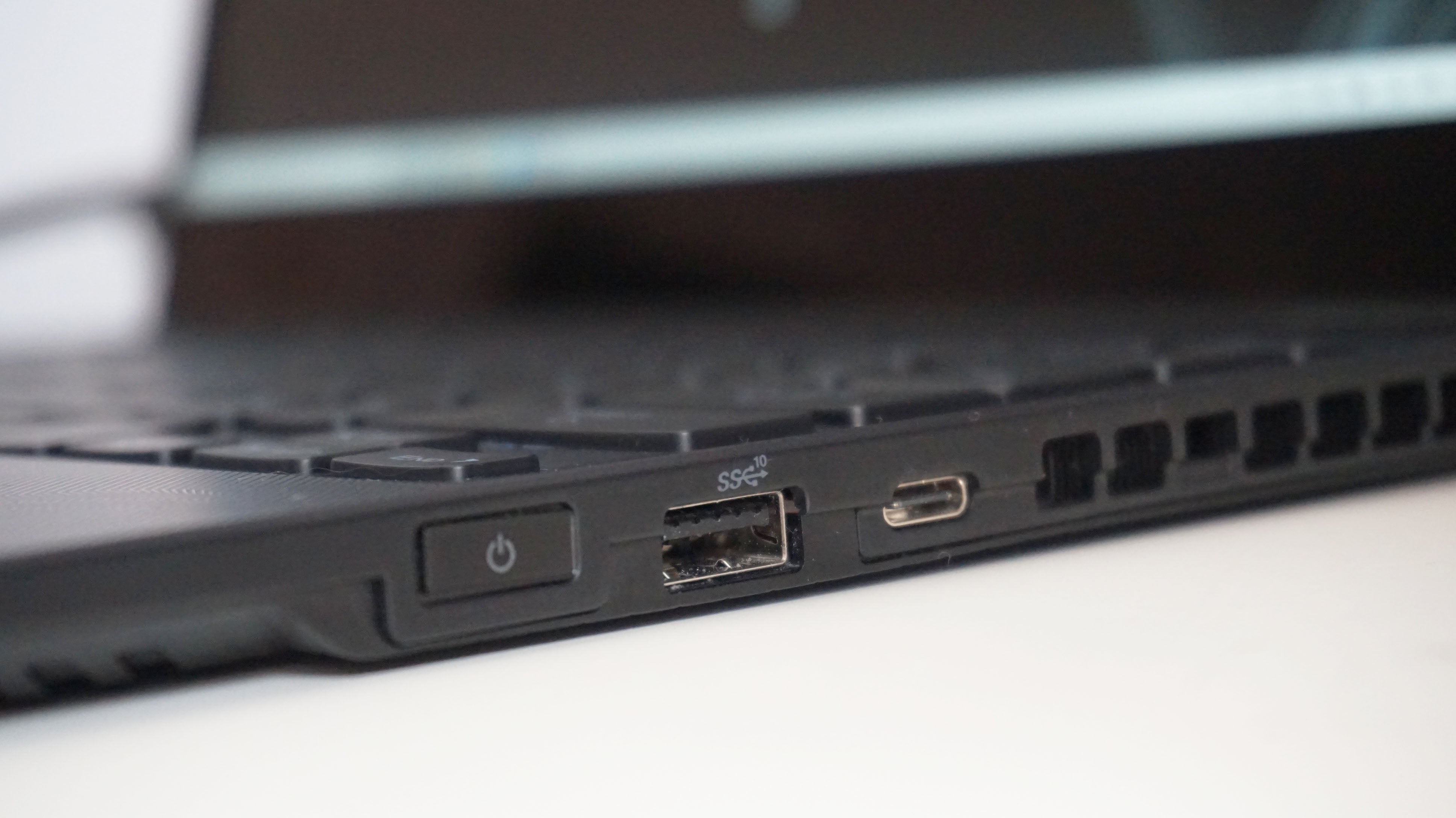 A close-up of the Asus ROG Flow X13 gaming laptop's ports