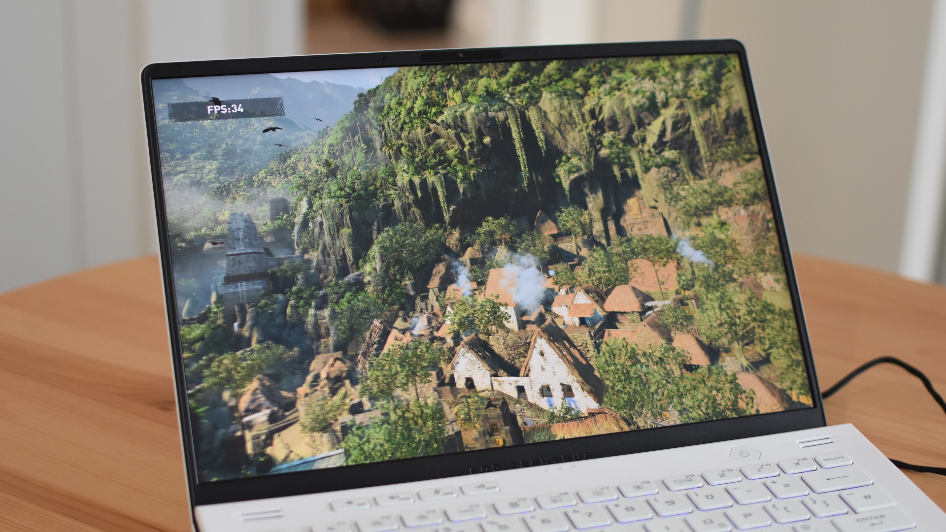 Shadow of the Tomb Raider running on the Asus ROG Zephyrus G14 gaming laptop.
