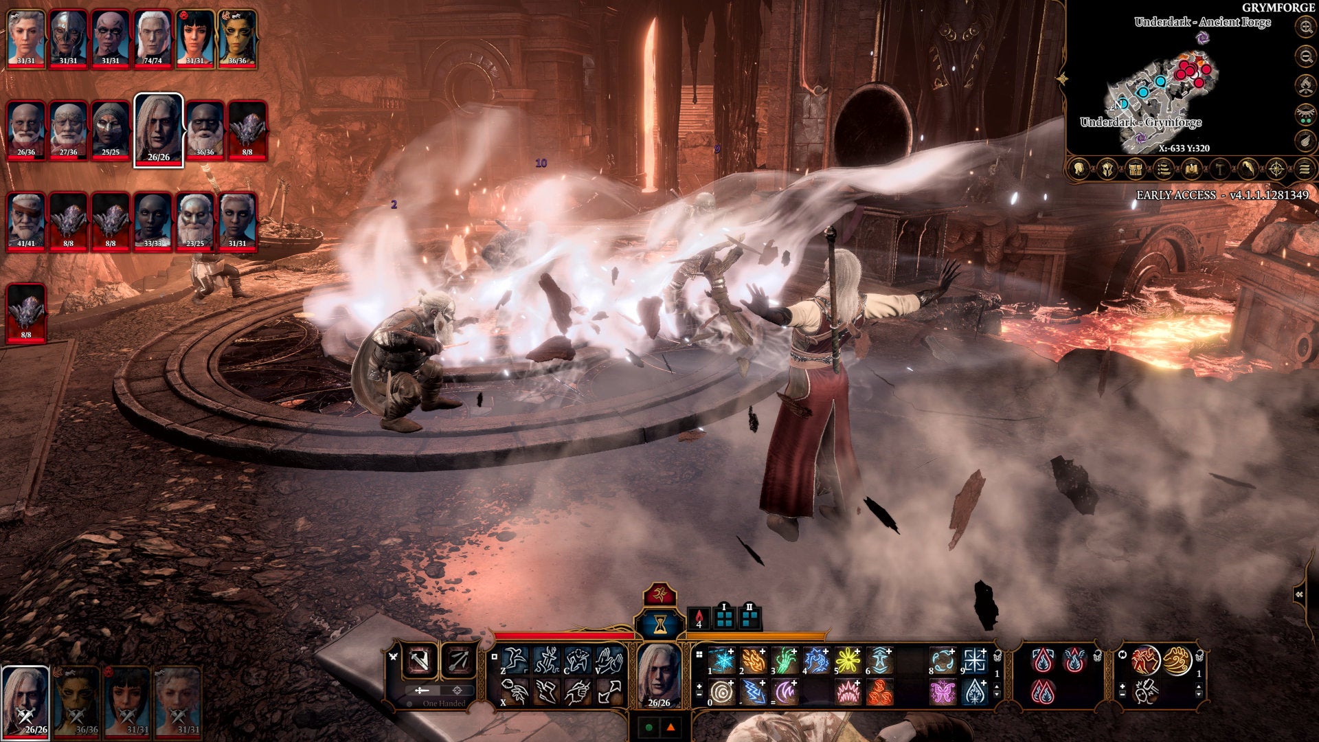 Blowing Grymforge enemies away in a Baldur's Gate 3 screenshot.