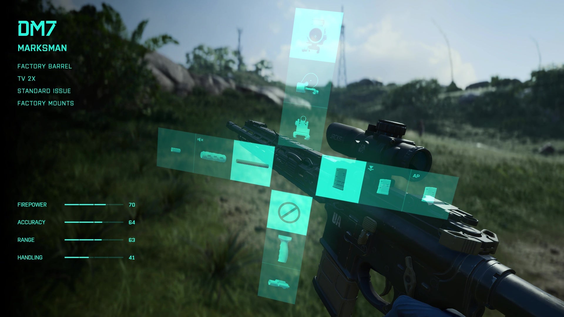 The weapon attachment menu in Battlefield 2042.