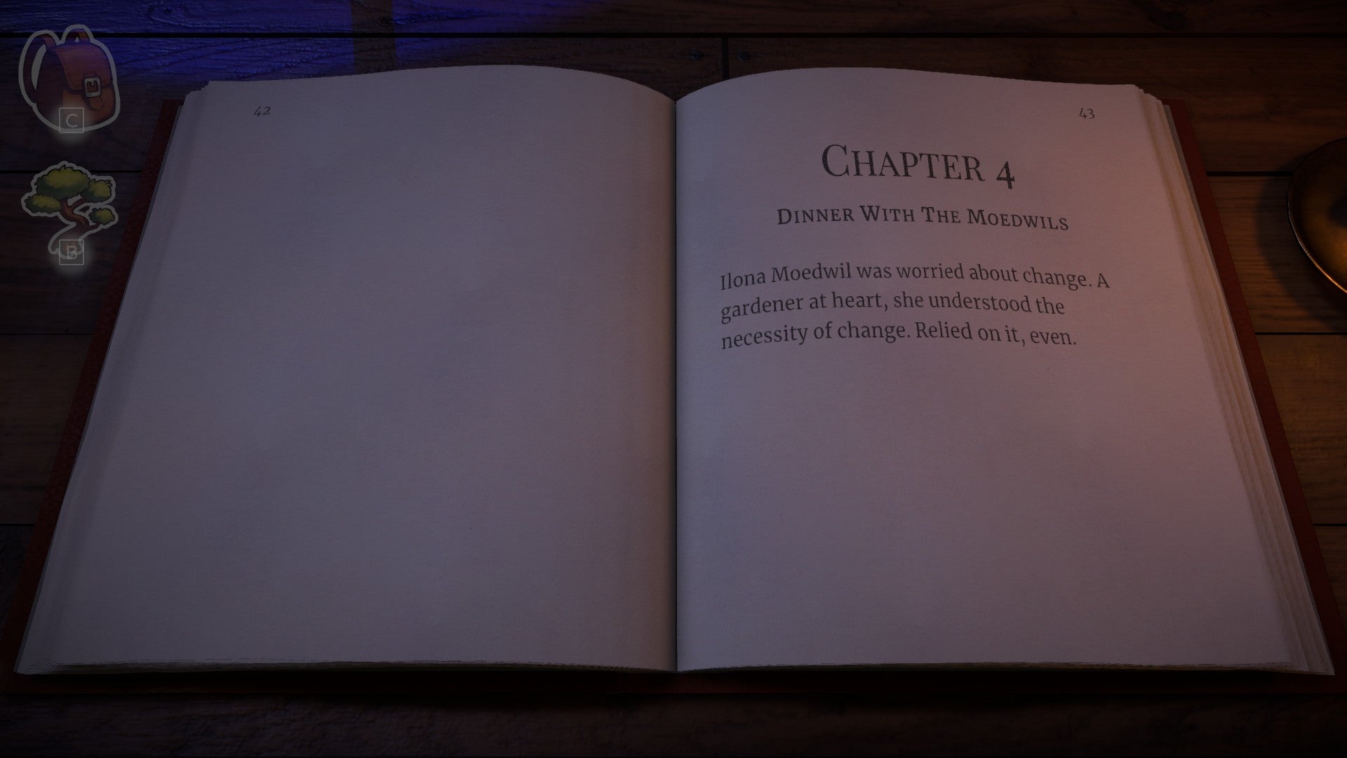 The sentient, narrating book on which the game takes place in Beacon Pines.
