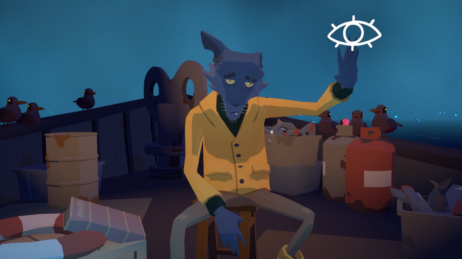 Screenshots of Before Your Eyes show Ferryman, a messy anthropomorphic dog, dressed as a sailor.