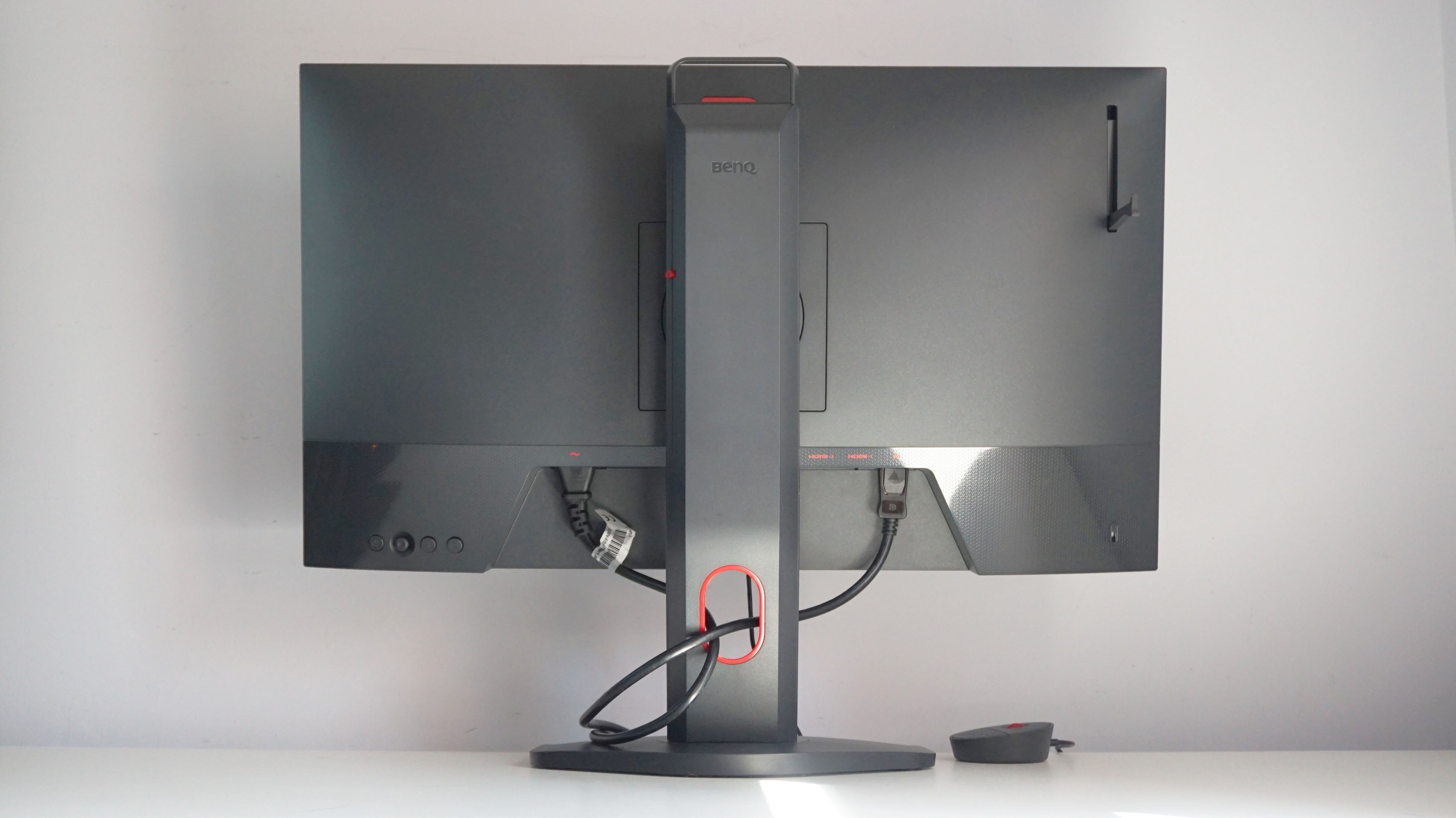 A photo of the BenQ Zowie XL2546K gaming monitor from behind
