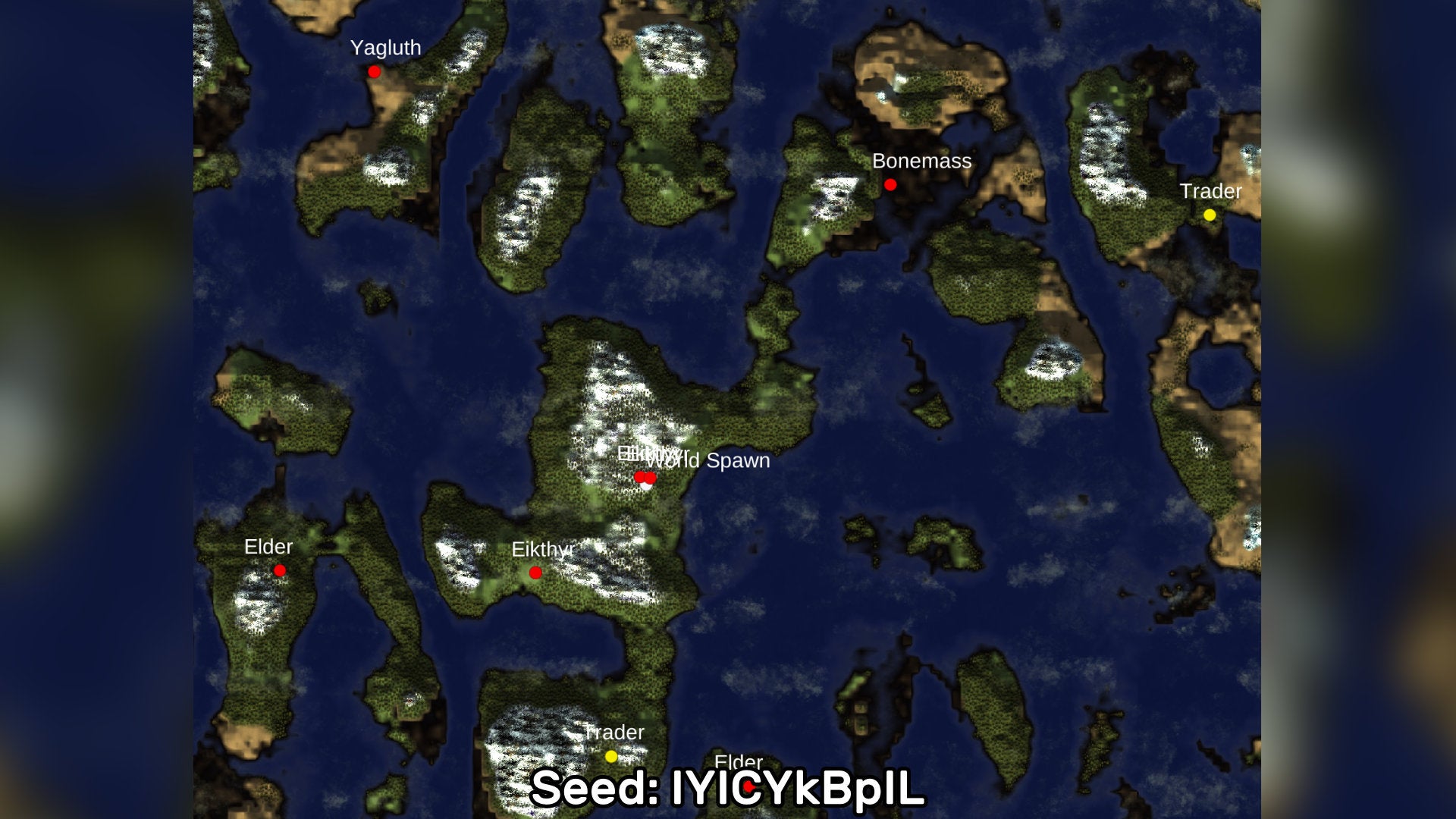 A screenshot of one of the best Valheim seeds we've found, using the Valheim World Generator tool. Seed: IYICYkBpIL