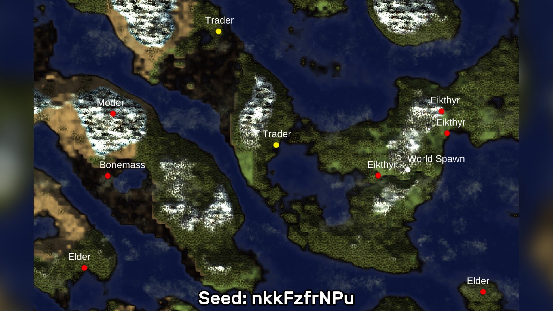 A screenshot of one of the best Valheim seeds we've found, using the Valheim World Generator tool. Seed: nkkFzfrNPu