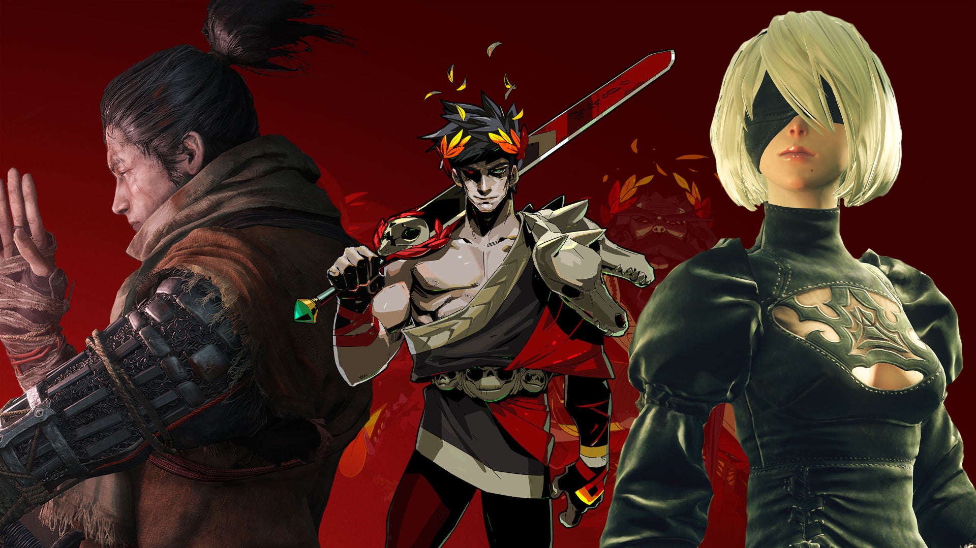 Artwork from Sekiro, Hades and Nier Automata form our Best Action Games header
