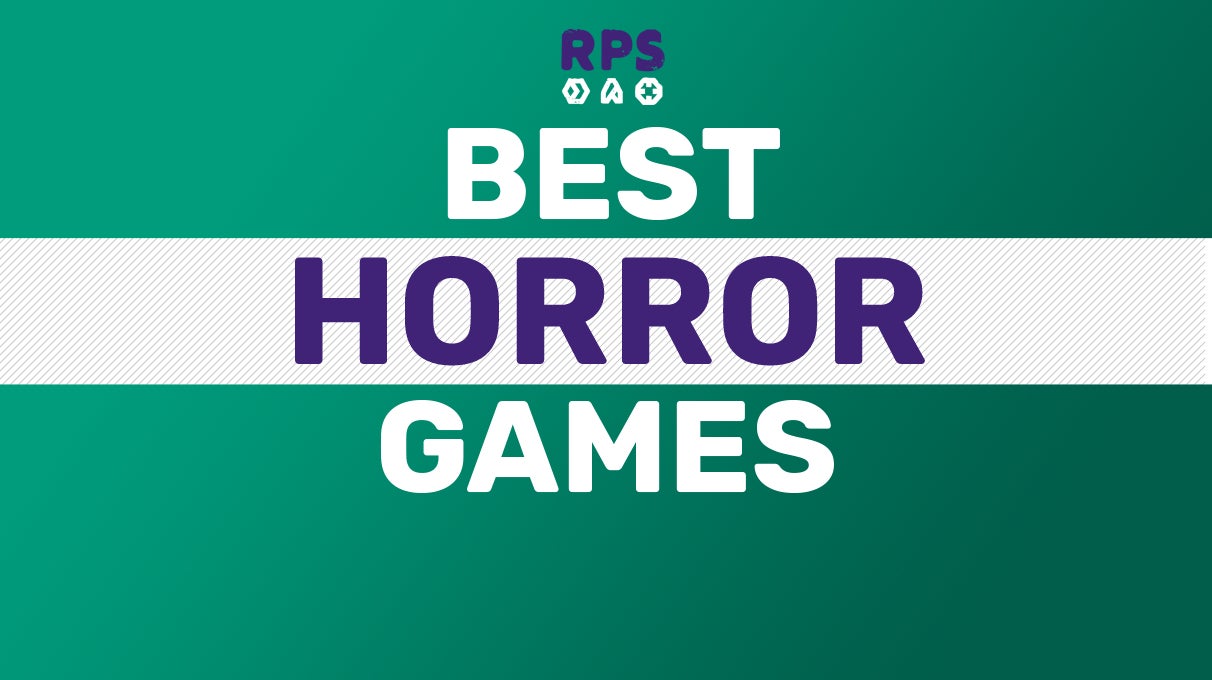 A green background with BEST HORROR GAMES written on top, in white and purple, in a nice smart rounded font.