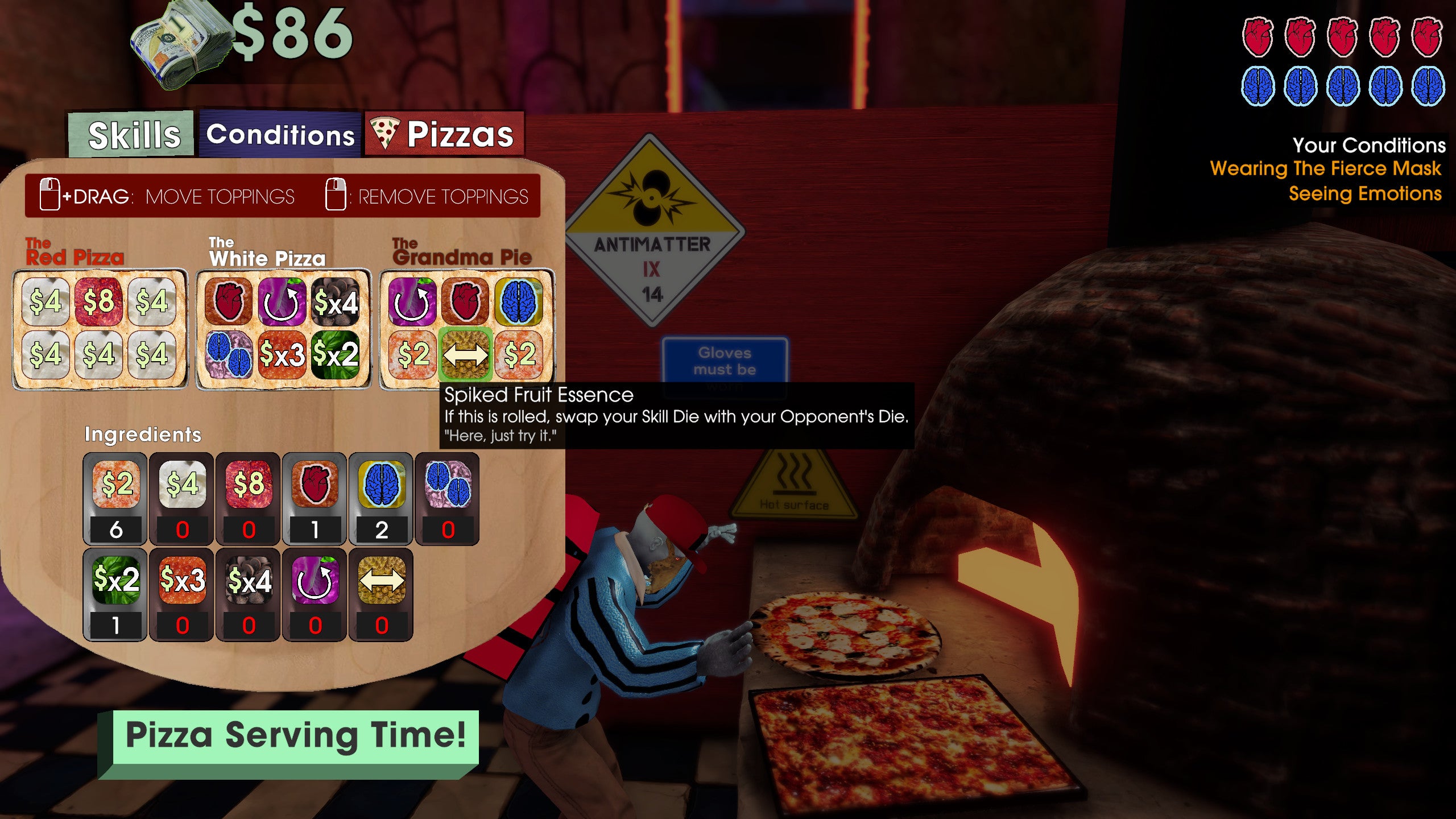 Baking pizza in a Betrayal At Club Low screenshot.