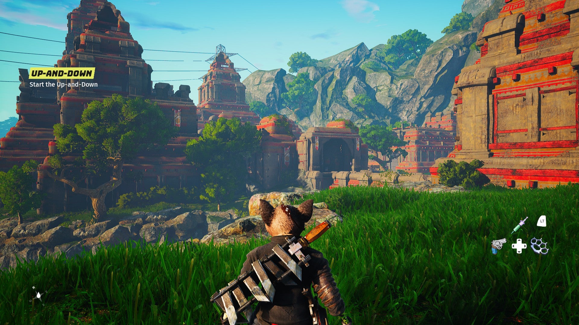 A leafy landscape in Biomutant using Max graphics settings