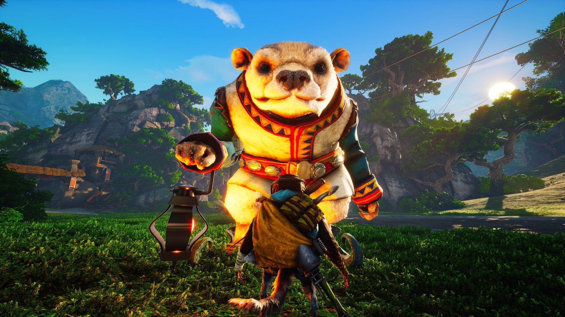 A Biomutant screenshot of one of the "mirage" side quest characters who you can interact with to delve into a past memory.