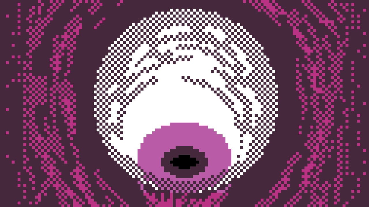 A giant eyeball from bitsy horror game Vitreous