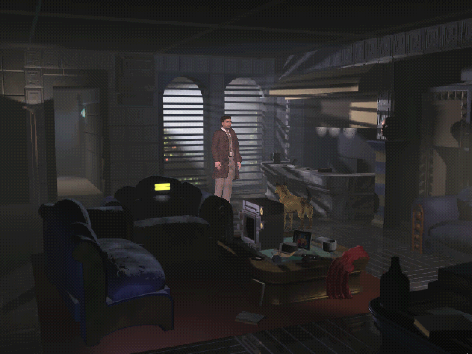 McCoy's apartment in a Blade Runner ScummVM screenshot.