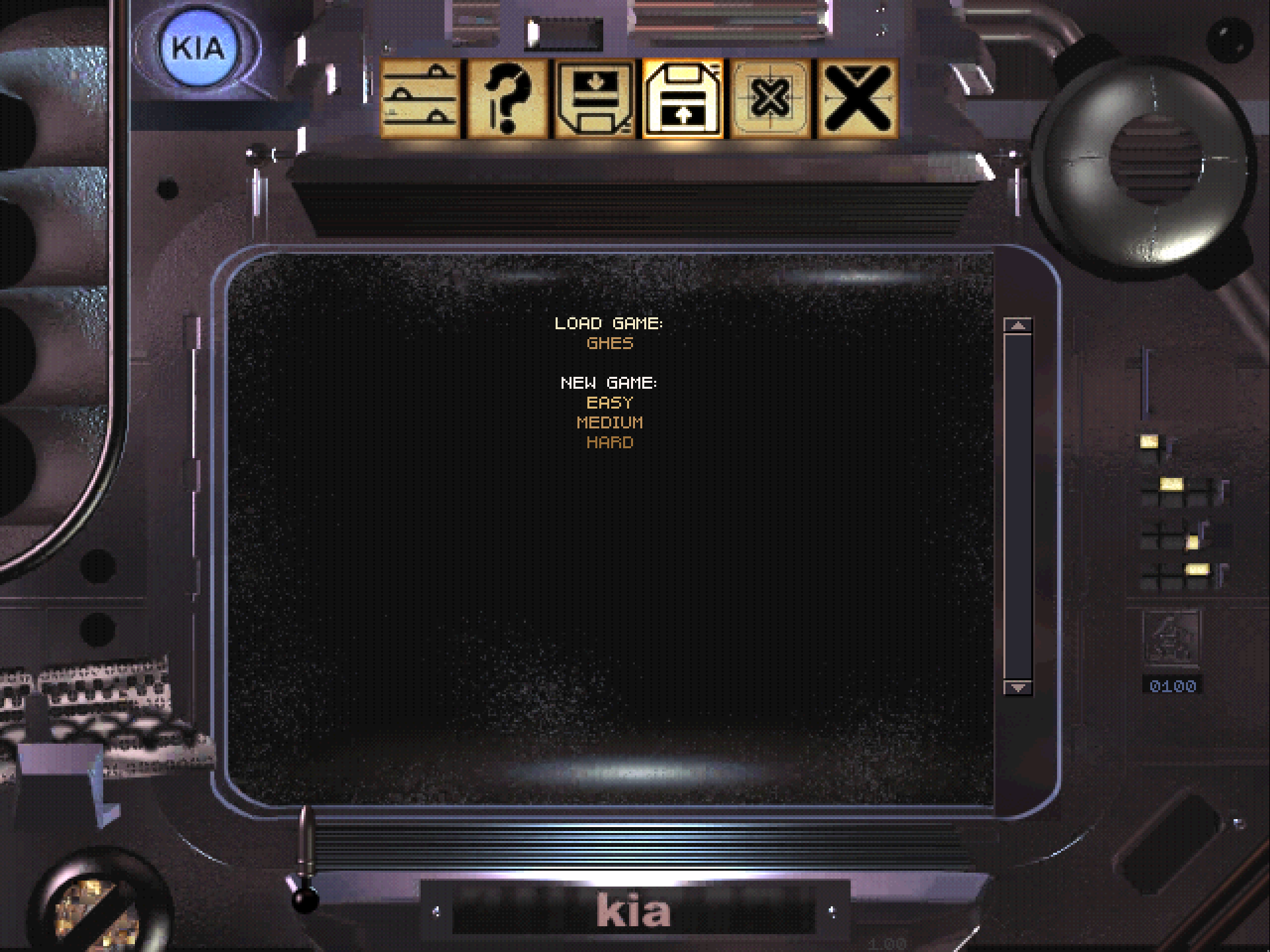 The main menu in a Blade Runner ScummVM screenshot.