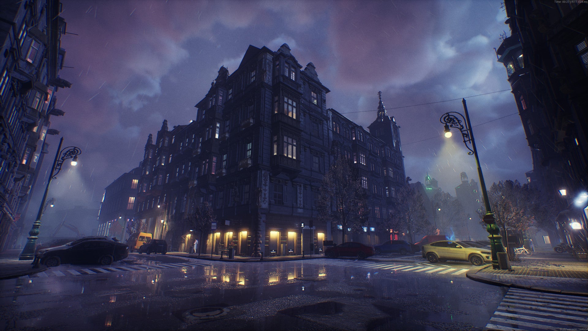 A large building at night in Bloodhunt.
