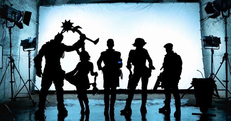 Silhouettes of the Borderlands movie leads.