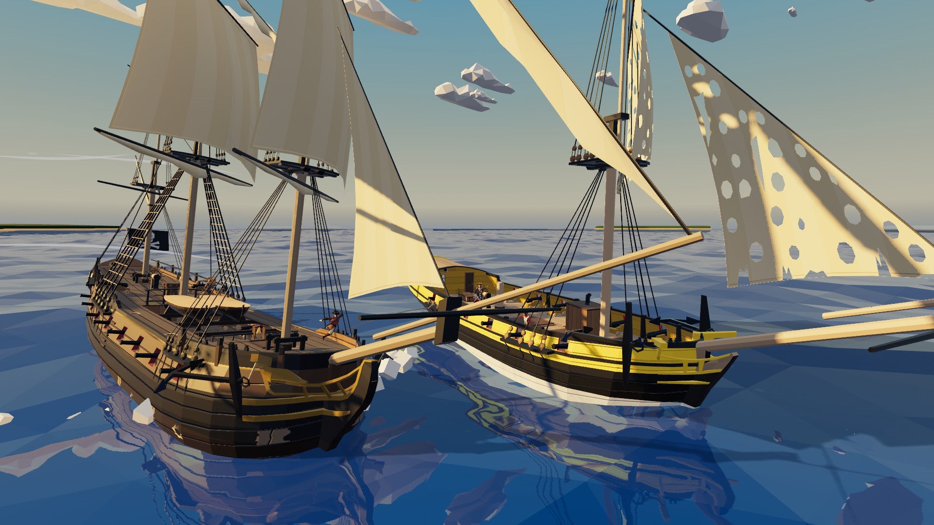 Two sailing ships square up to one another in Buccaneers