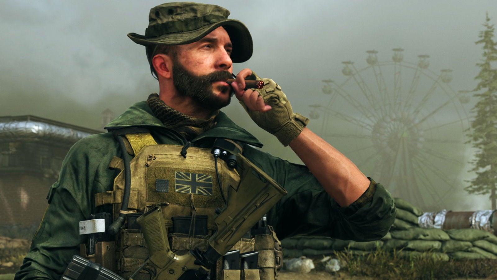 game Captain Price smokes a cigar in Call Of Duty: Modern Warfare
