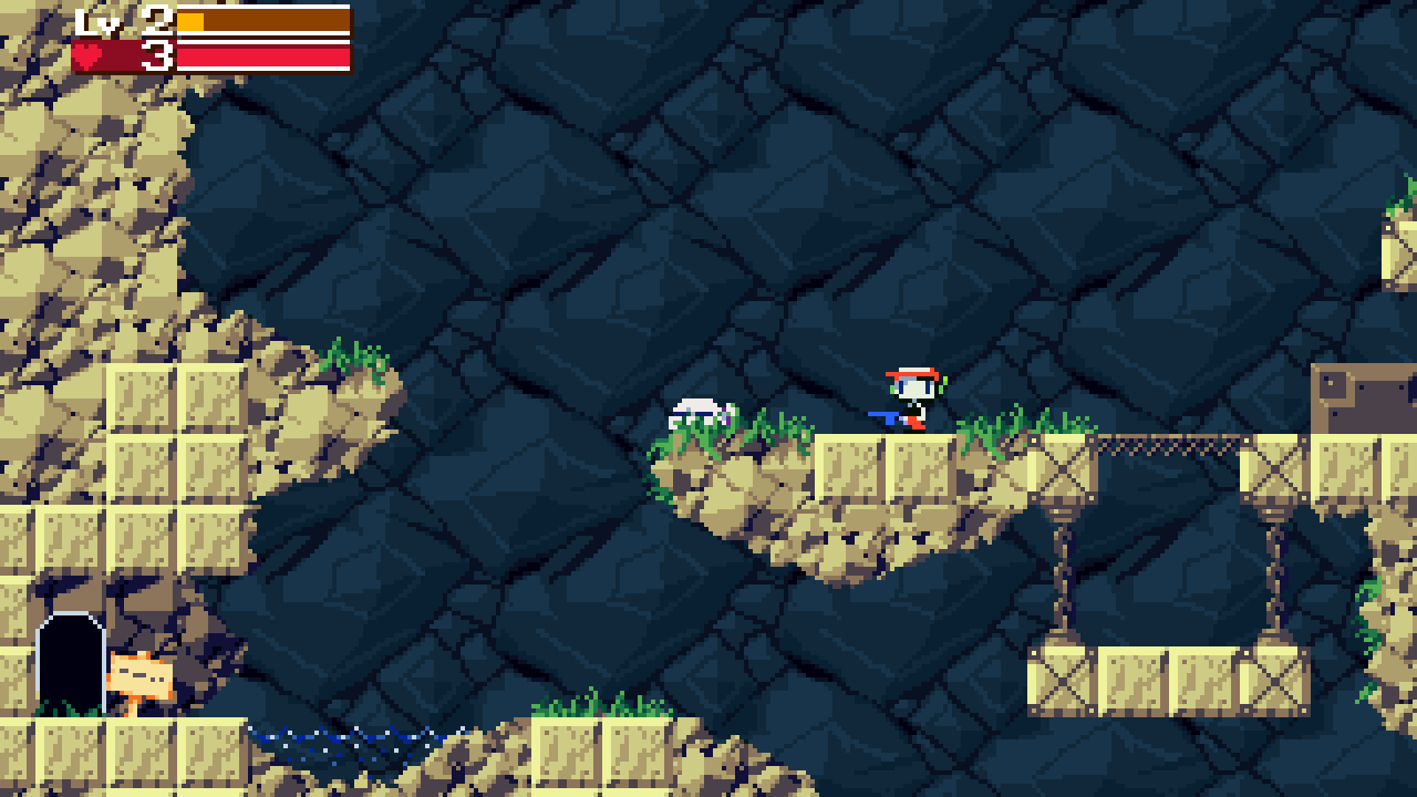 Hanging out in a cave in the original freeware version of Cave Story.