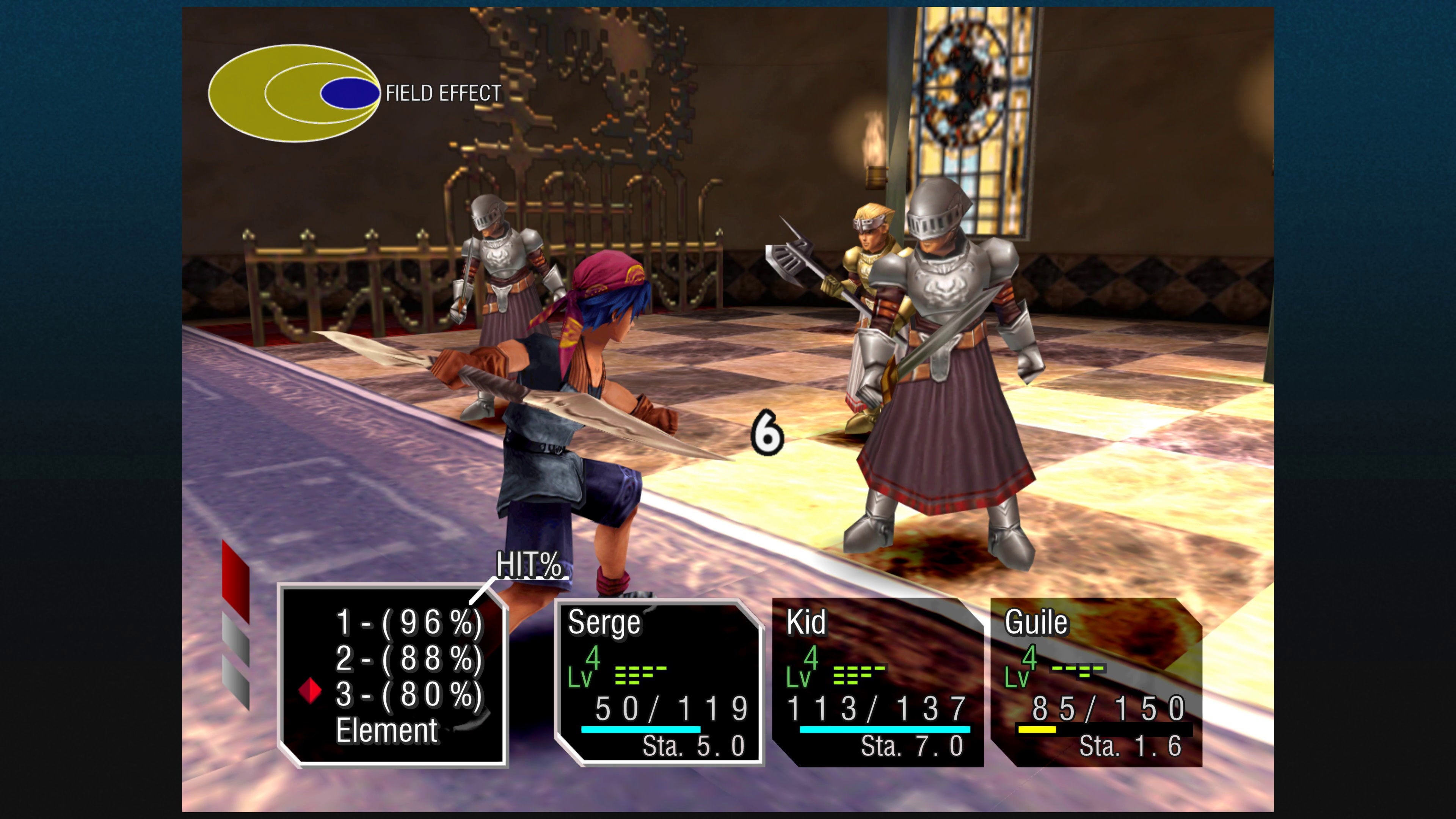 A young boy attacks an armed soldier in Chrono Cross: The Radical Dreamers Edition