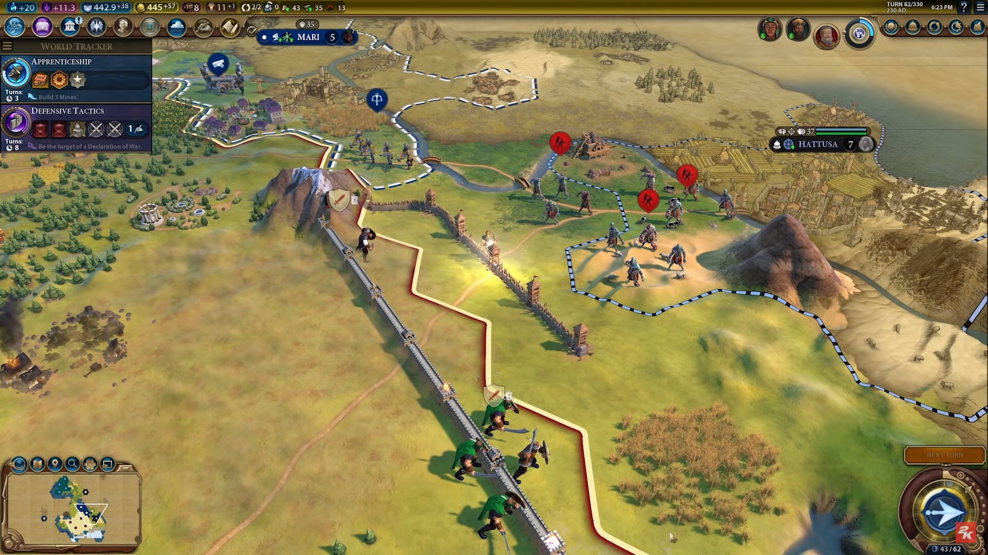 Zombies outside some city defences in Civilization 6.