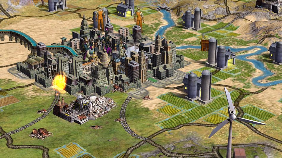 A futuristic city in Civilization IV