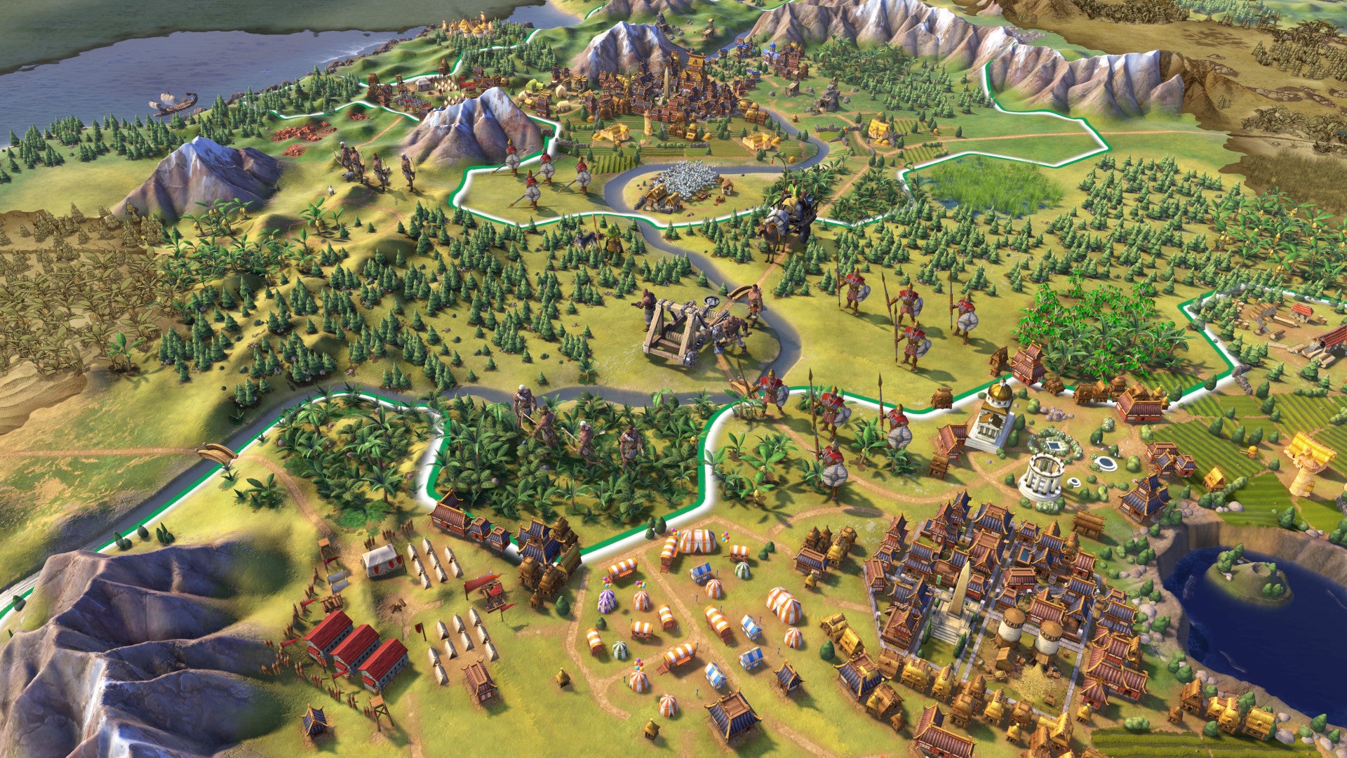 A hexy landscape in a Civilization VI screenshot.