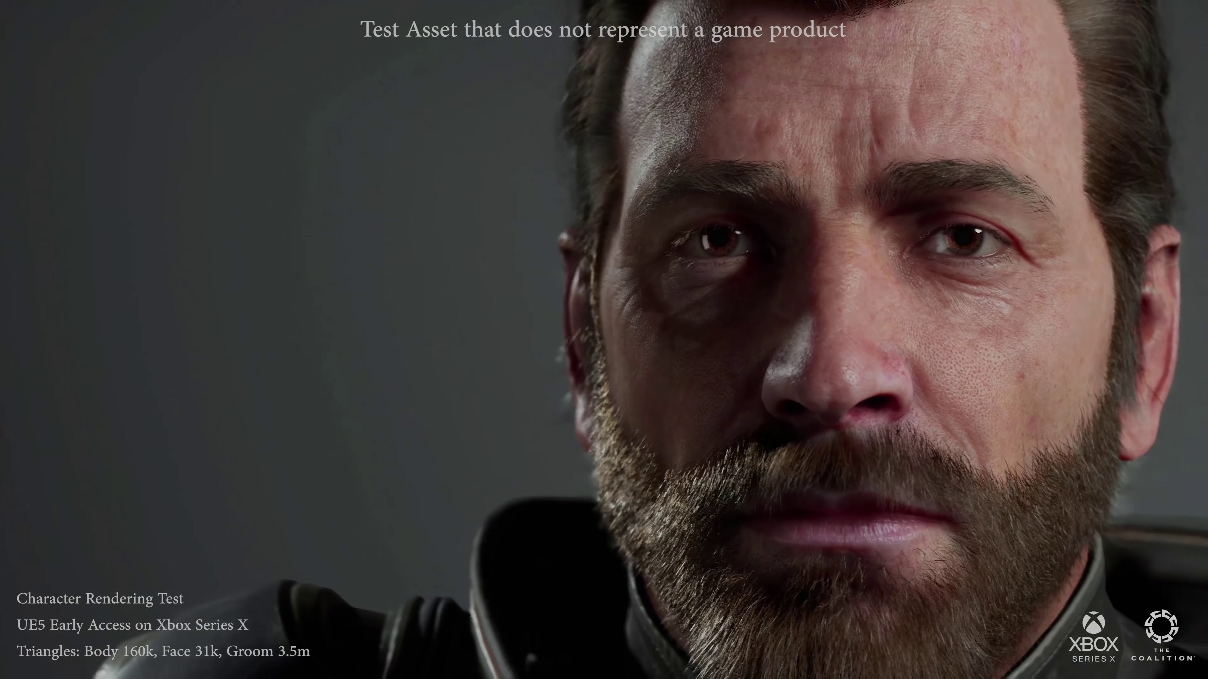A close-up of a very detailed man from The Coalition's latest Unreal Engine 5 demo