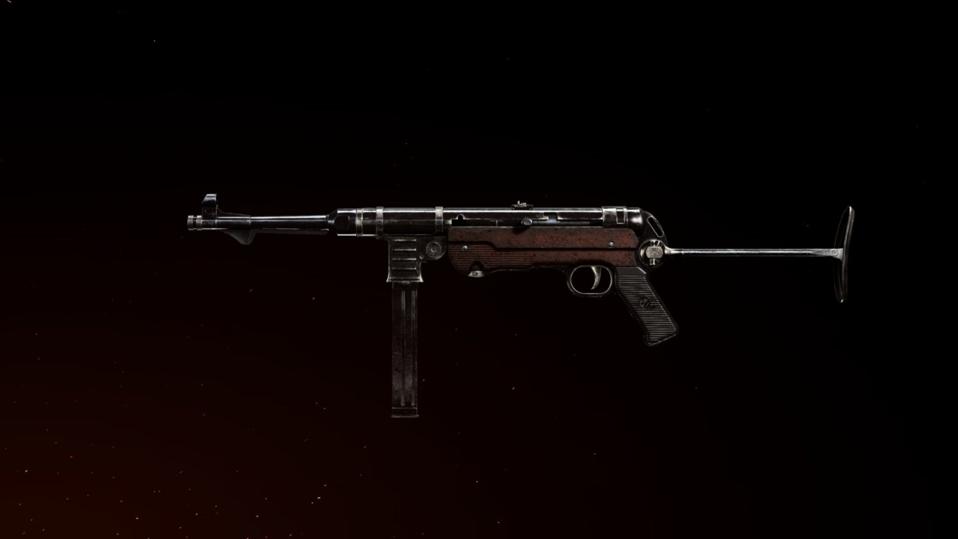 MP40 weapon preview against black background in Call Of Duty: Vanguard
