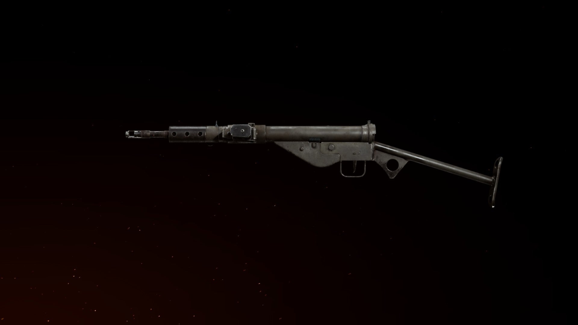 Sten weapon preview against black background in Call Of Duty: Vanguard