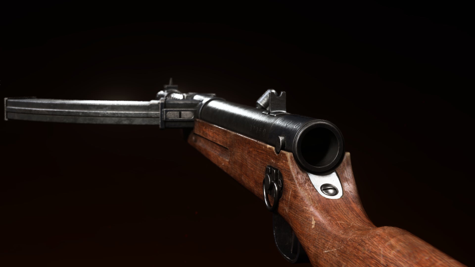 A render of the Type 100 in Call Of Duty: Vanguard, as seen from the Gunsmith preview animation screen.