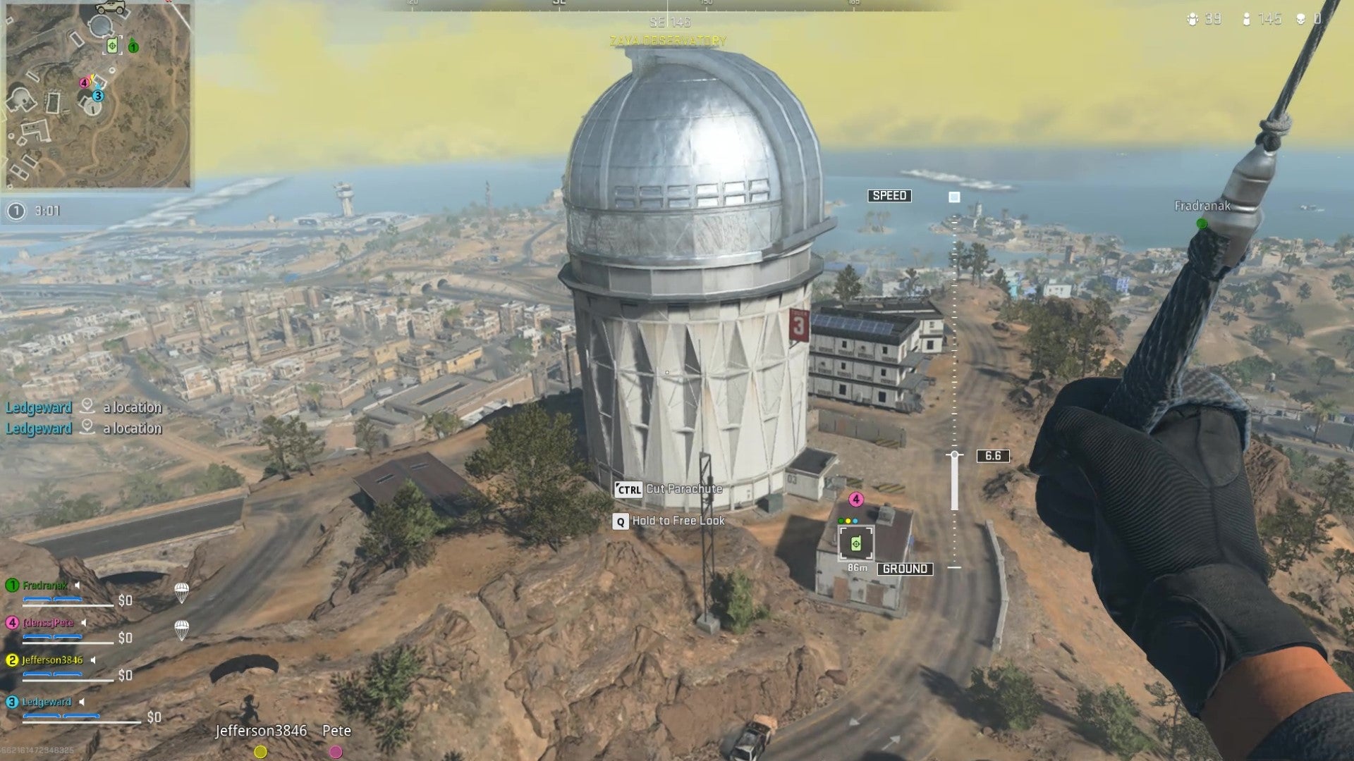 Dropping into Al Mazrah's Observatory in Warzone 2.