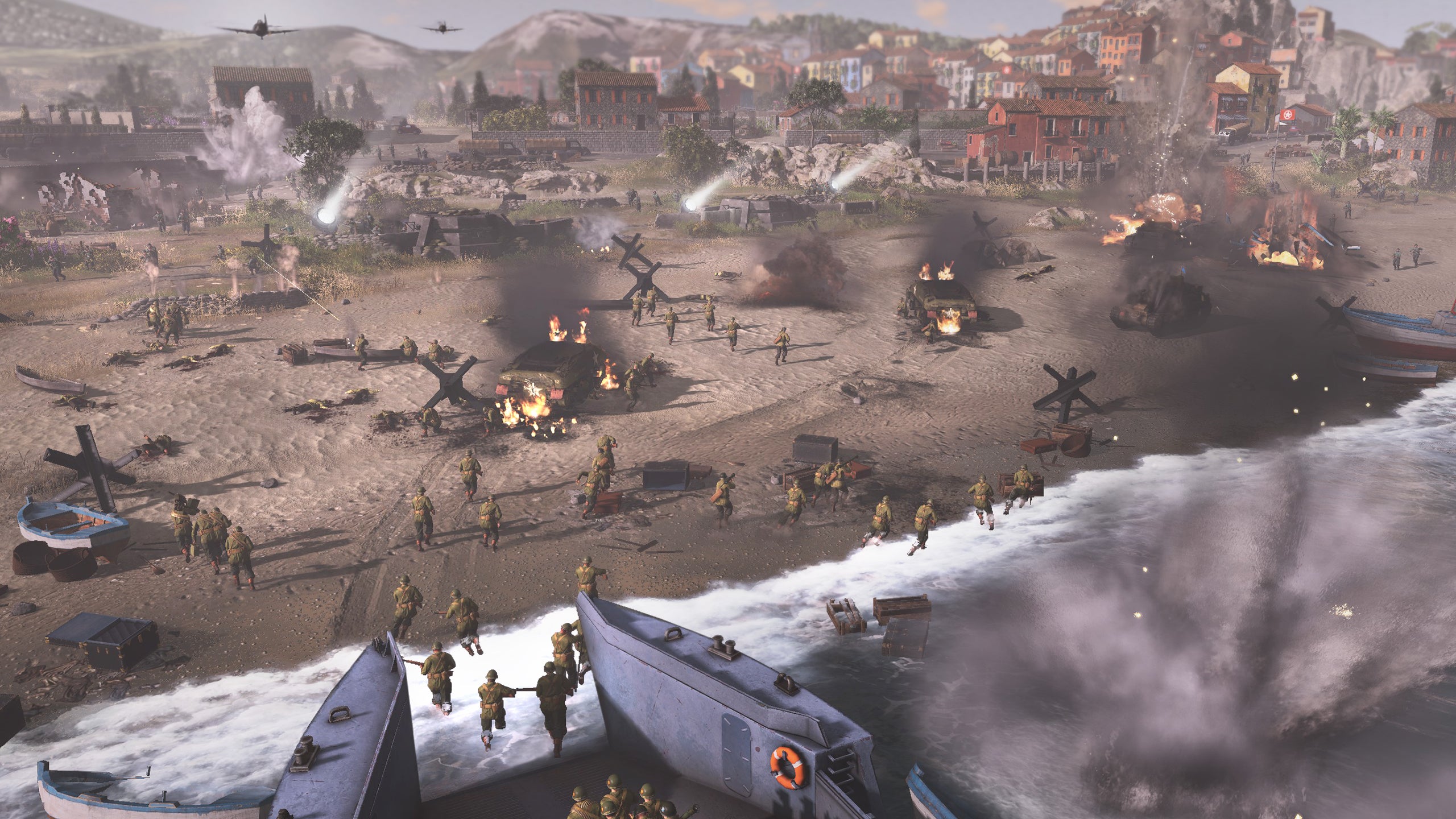 A beach landing assault in Company Of Heroes 3.