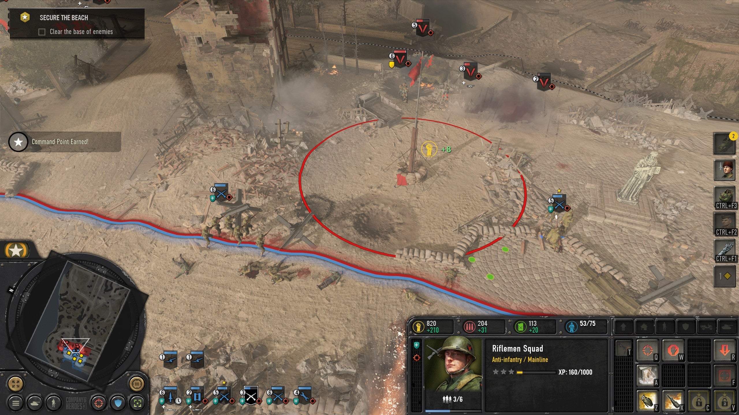 Soldiers hunker down behind sandbags in Company Of Heroes 3