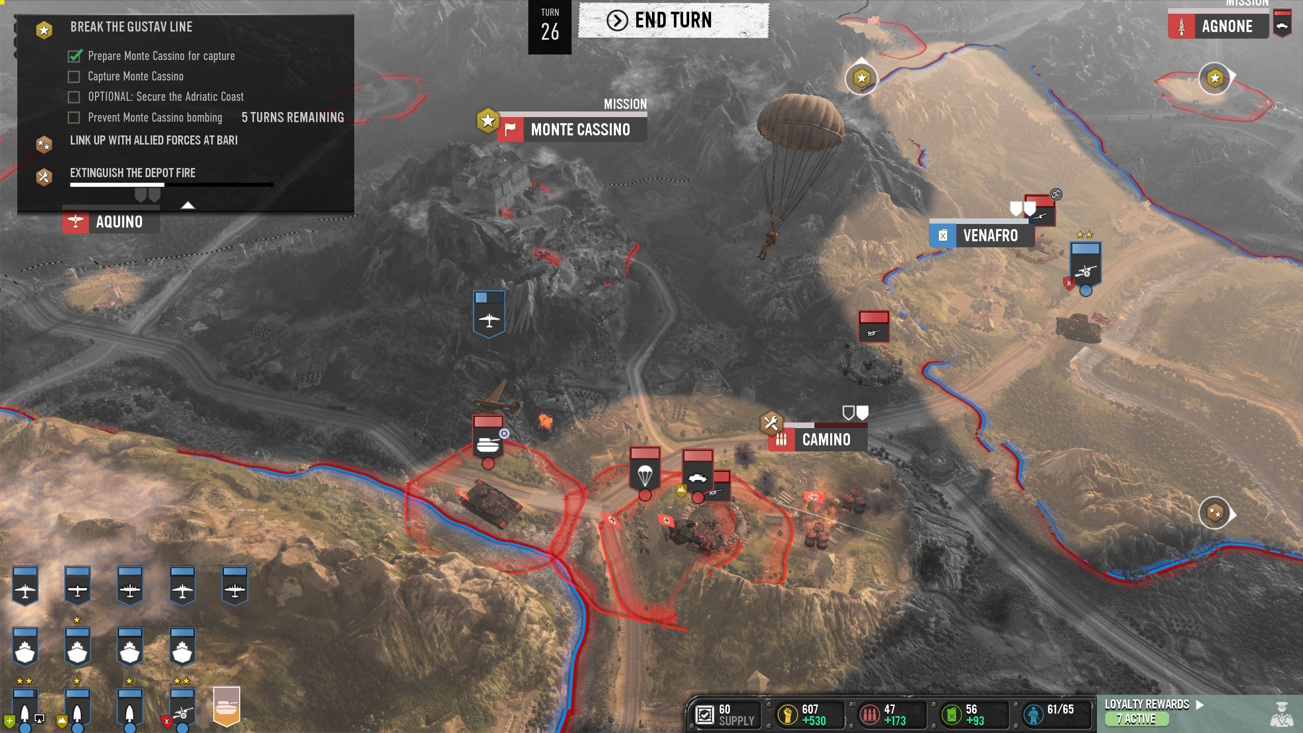 A troop of soldier parachute into Camino in Company Of Heroes 3