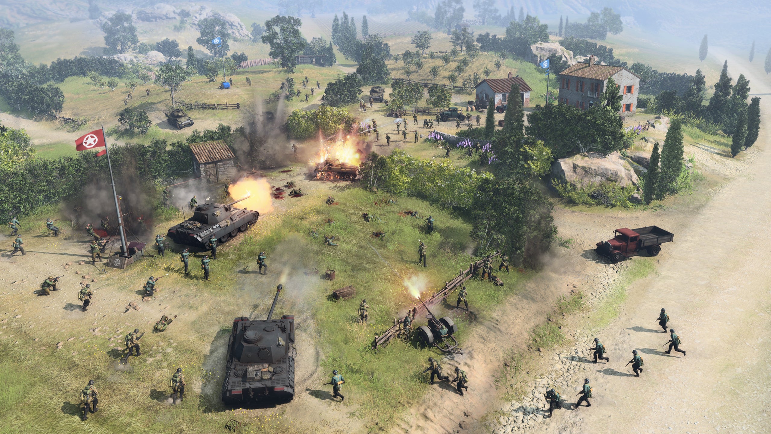 Explosive action in a Company of Heroes 3 multiplayer pre-alpha screenshot.
