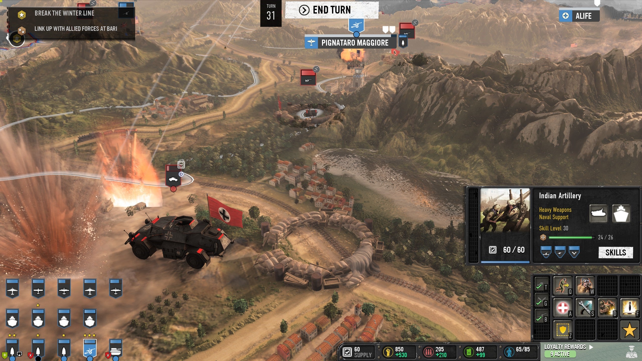 A German vehicle unit gets bombed on the Italian campaign map in Company Of Heroes 3