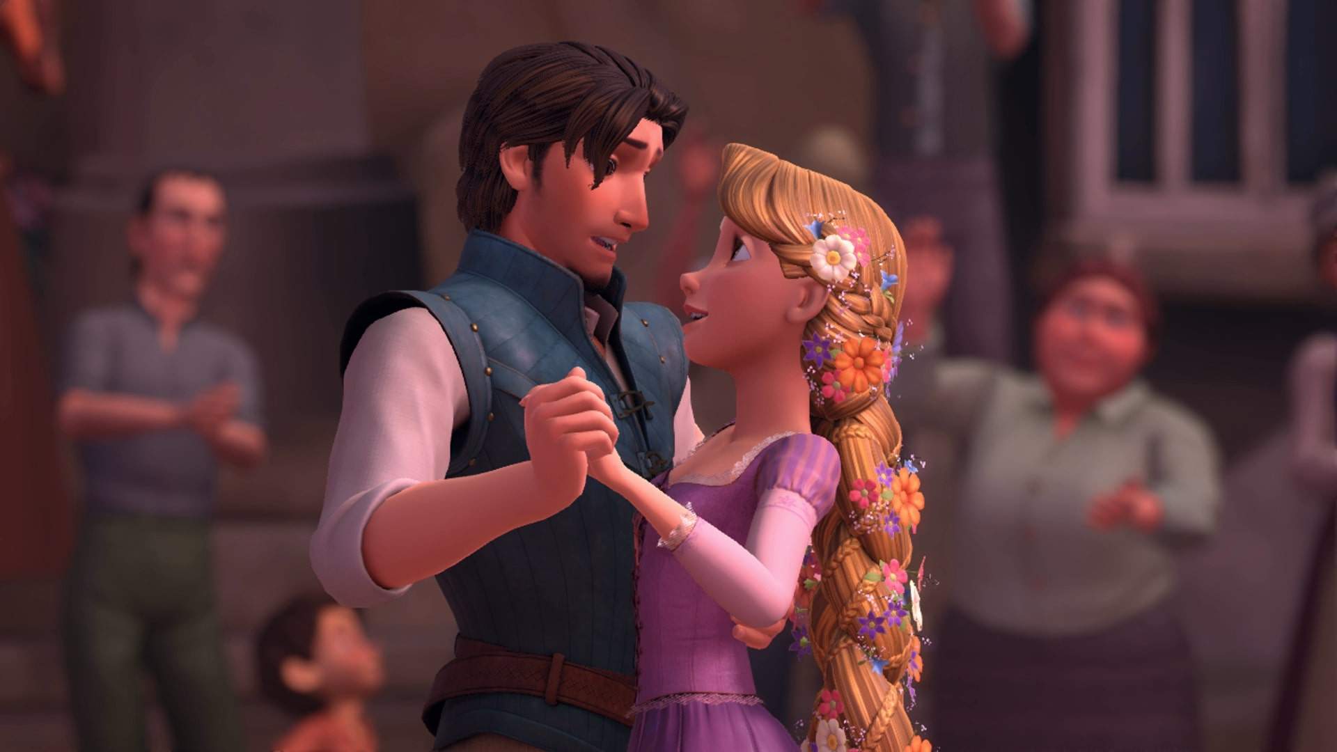 Rapunzel and Flynn dance in Kingdom Hearts 3