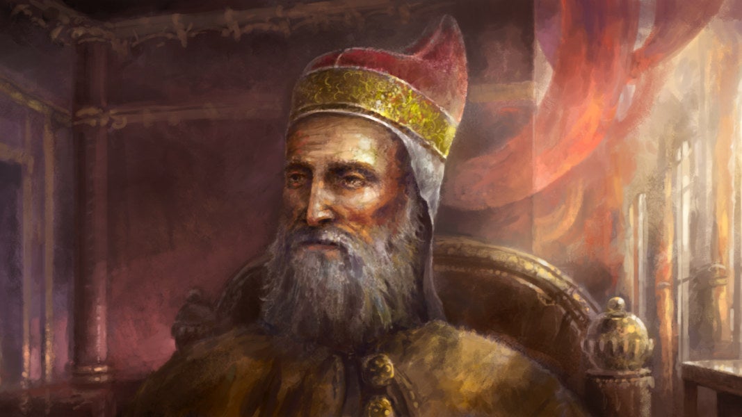 An unlively ruler in Crusader Kings 2 art.