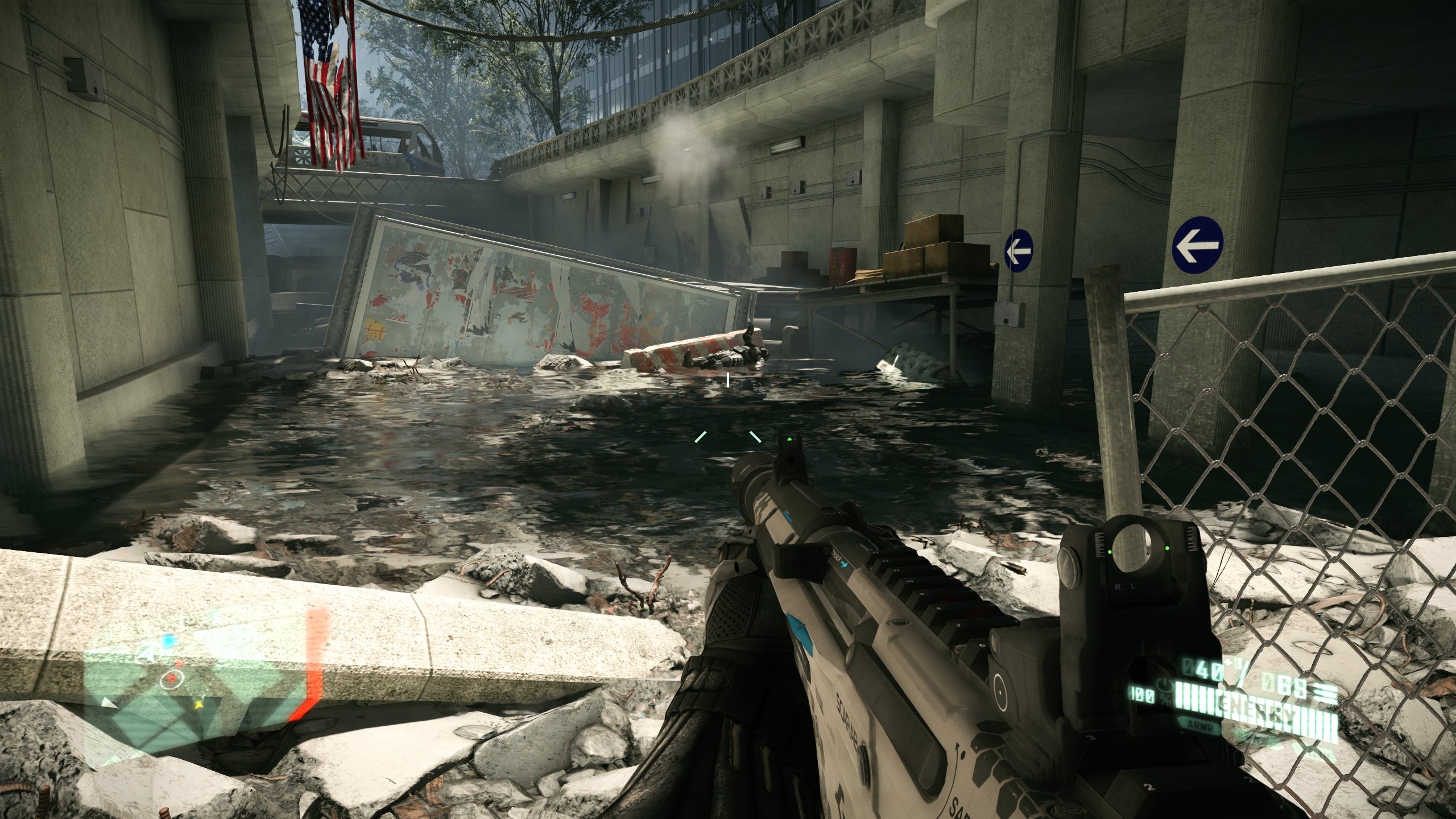 Alcatraz enters a battle in a flooded New York tunnel in Crysis 2.