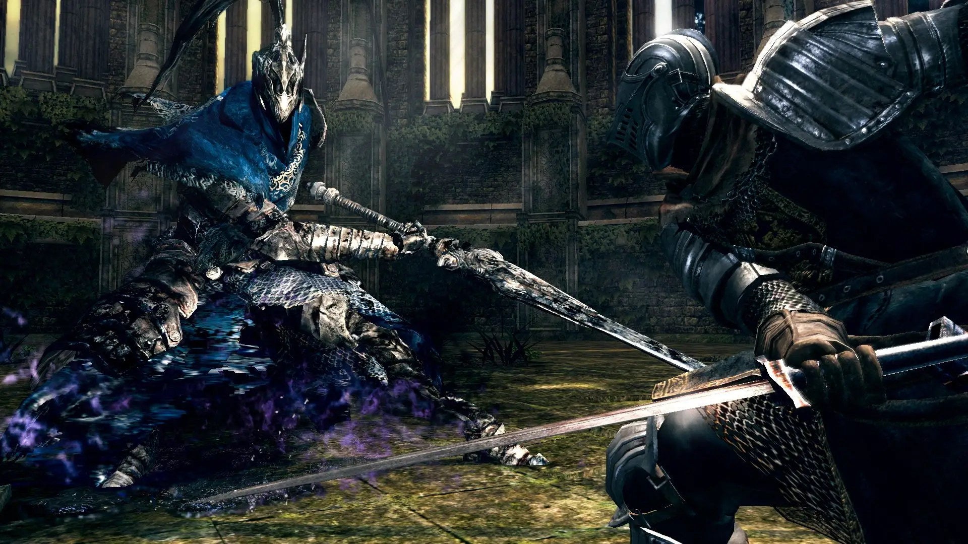Fighting Artorias of the Abyss in a Dark Souls Remastered screenshot.