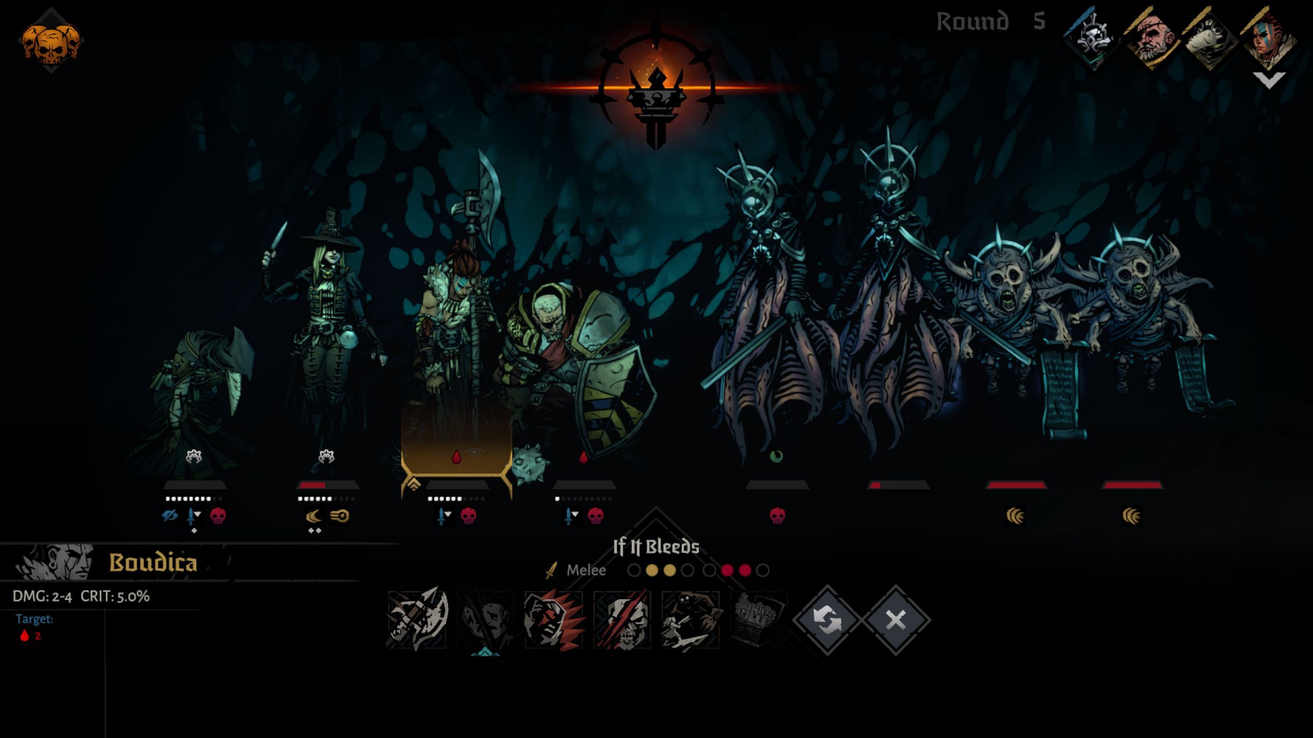 The torch of hope goes out during battle in Darkest Dungeon 2