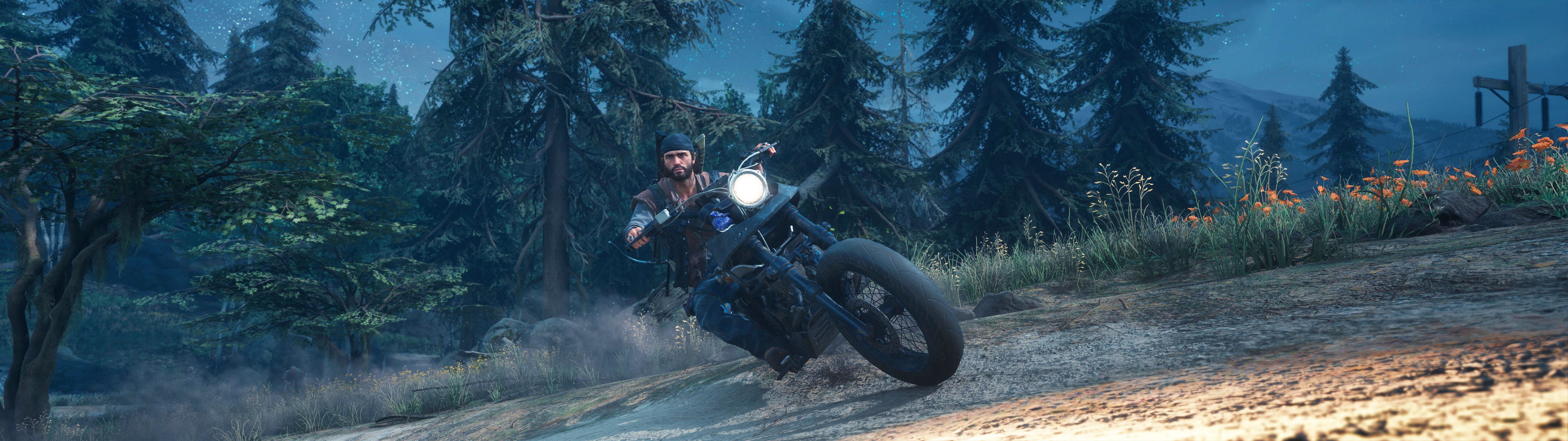 Deacon riding his motorbike in Days Gone