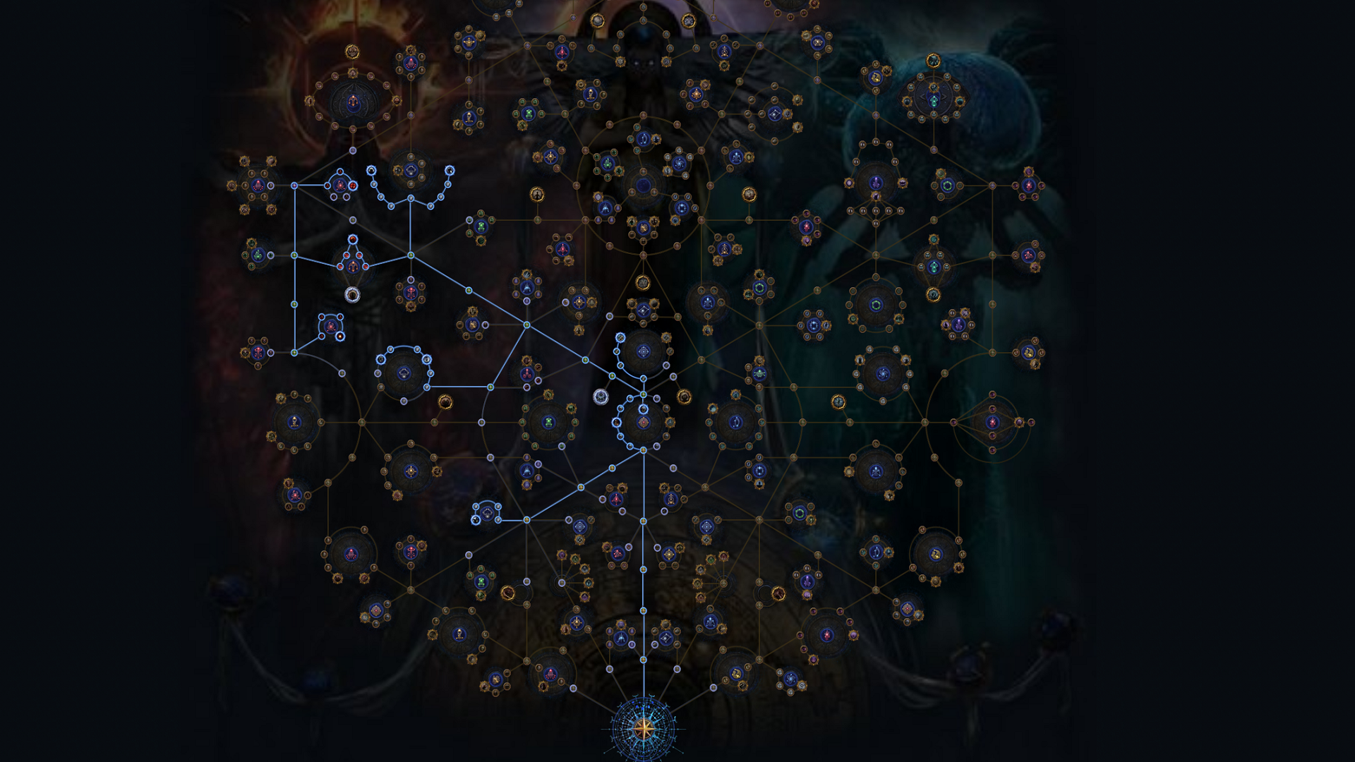An atlas passive tree combining Delirium and Beyond nodes in Path Of Exile