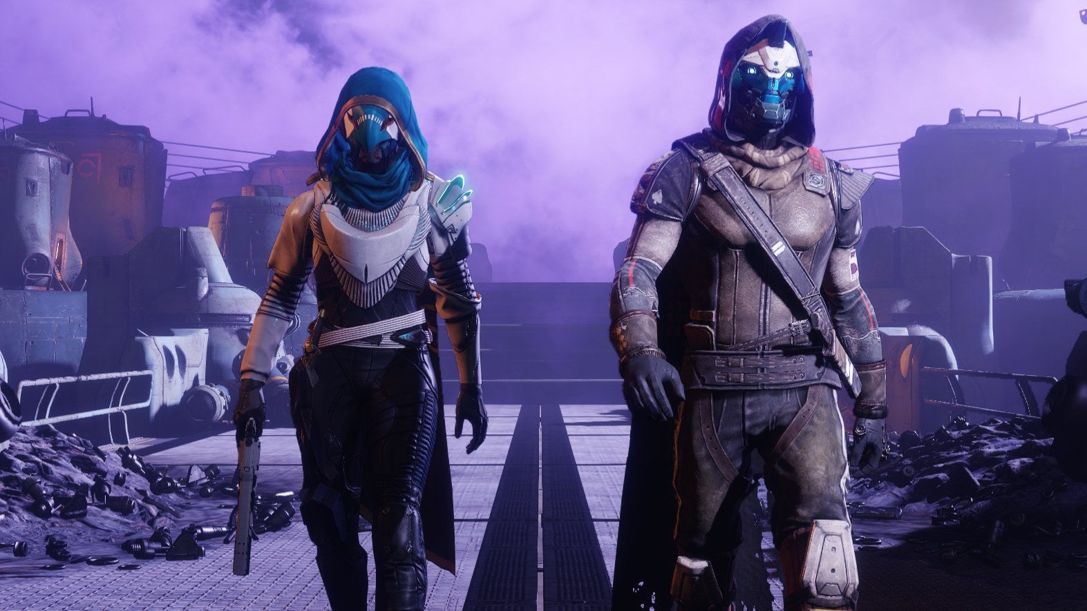 My Hunter and Cayde-6 strolling into the Prison of Elders in a Destiny 2 screenshot.