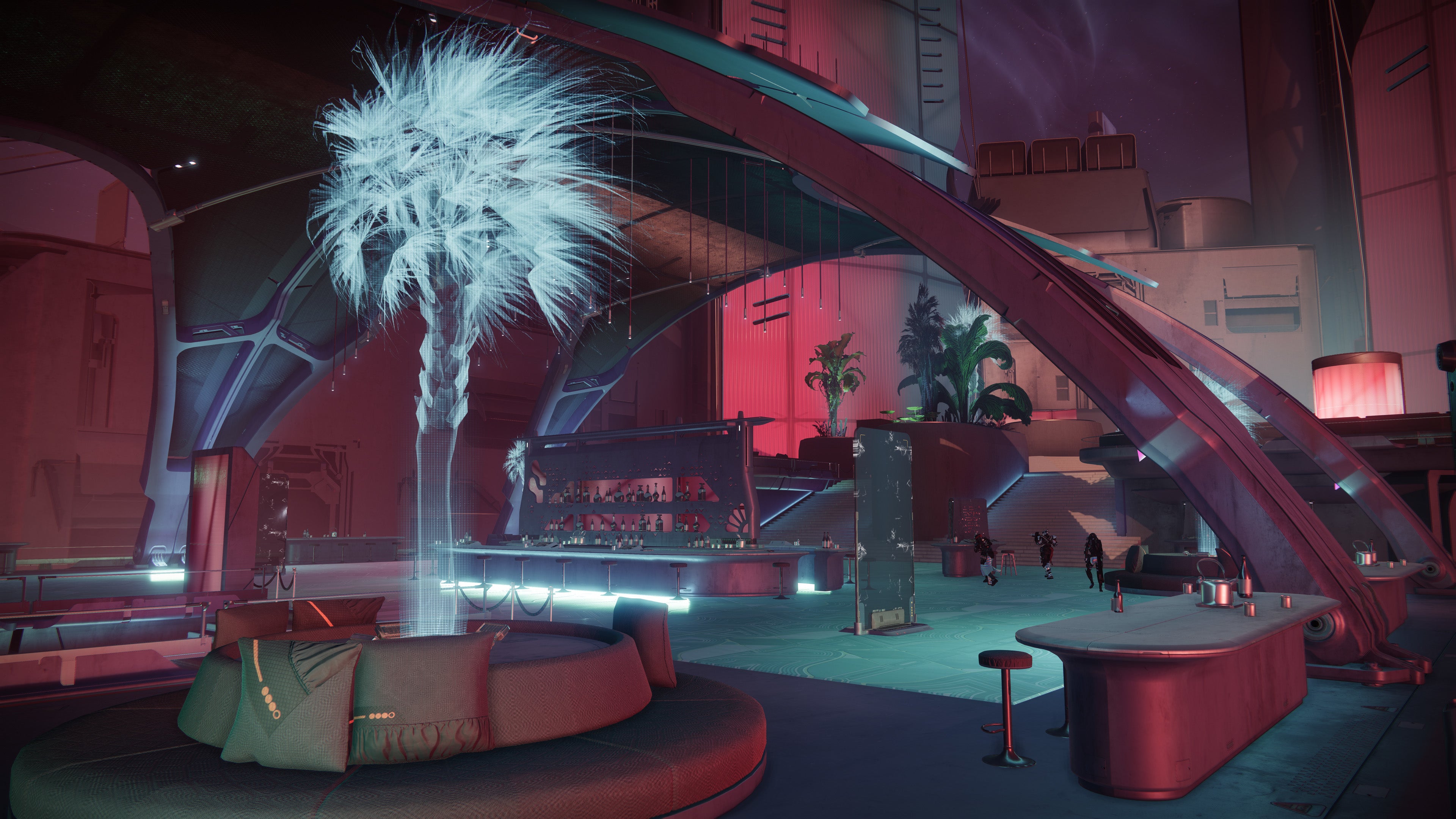 A bar in the city of Neomuna in Destiny 2: Lightfall.