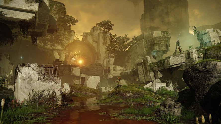 A peek at the Vault of Glass in a Destiny 2 screenshot.