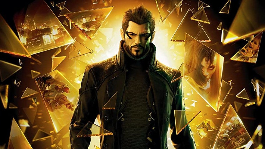 Adam Jensen on the Deus Ex: Human Revolution box art.