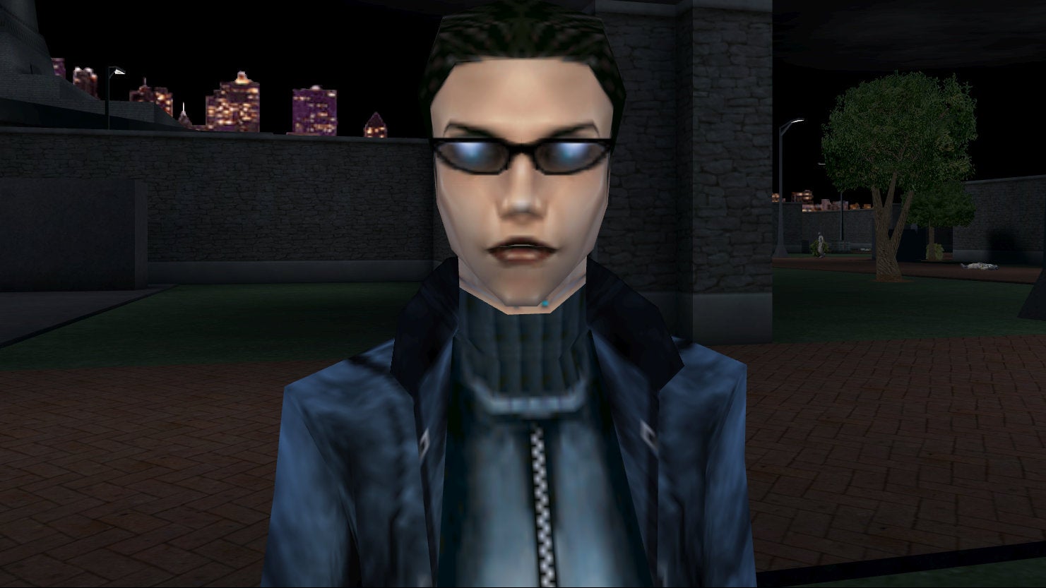 Screenshot of a female JC Denton in Deus Ex with the Lady D Denton mod.