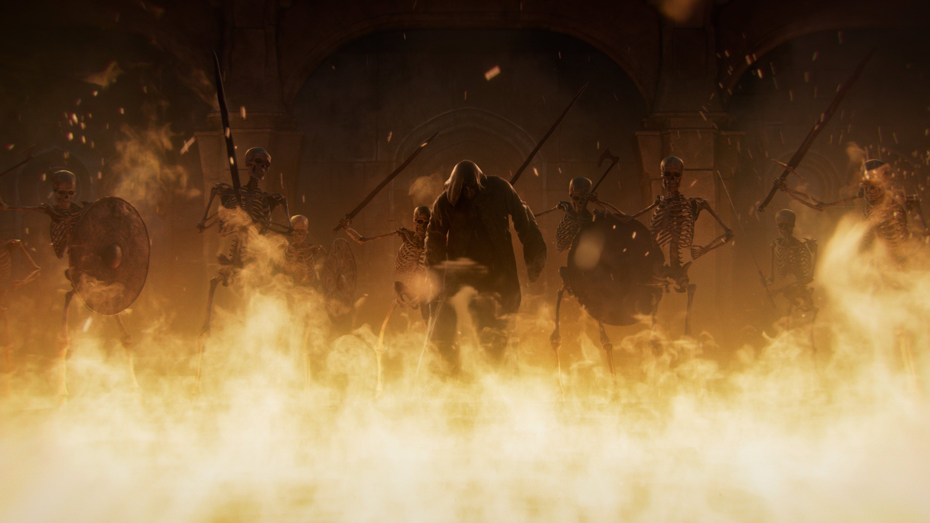 The Dark Wandered with skeletons in a Diablo II: Resurrected cutscene.
